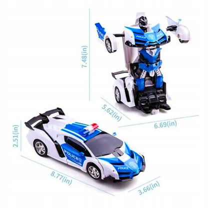 Policijos automobilis-robotas, nuotoliniu būdu valdomas sportinis automobilis