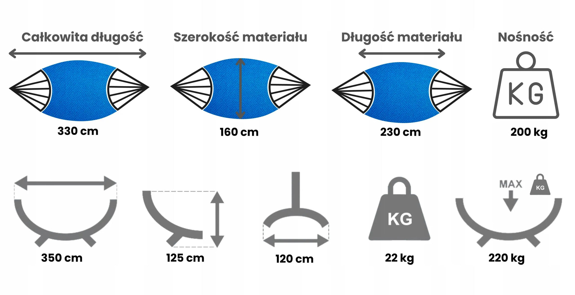 POTENZA sodo hamakas su cinkuotu stovu iki 220kg Merida Cobalt Columbia