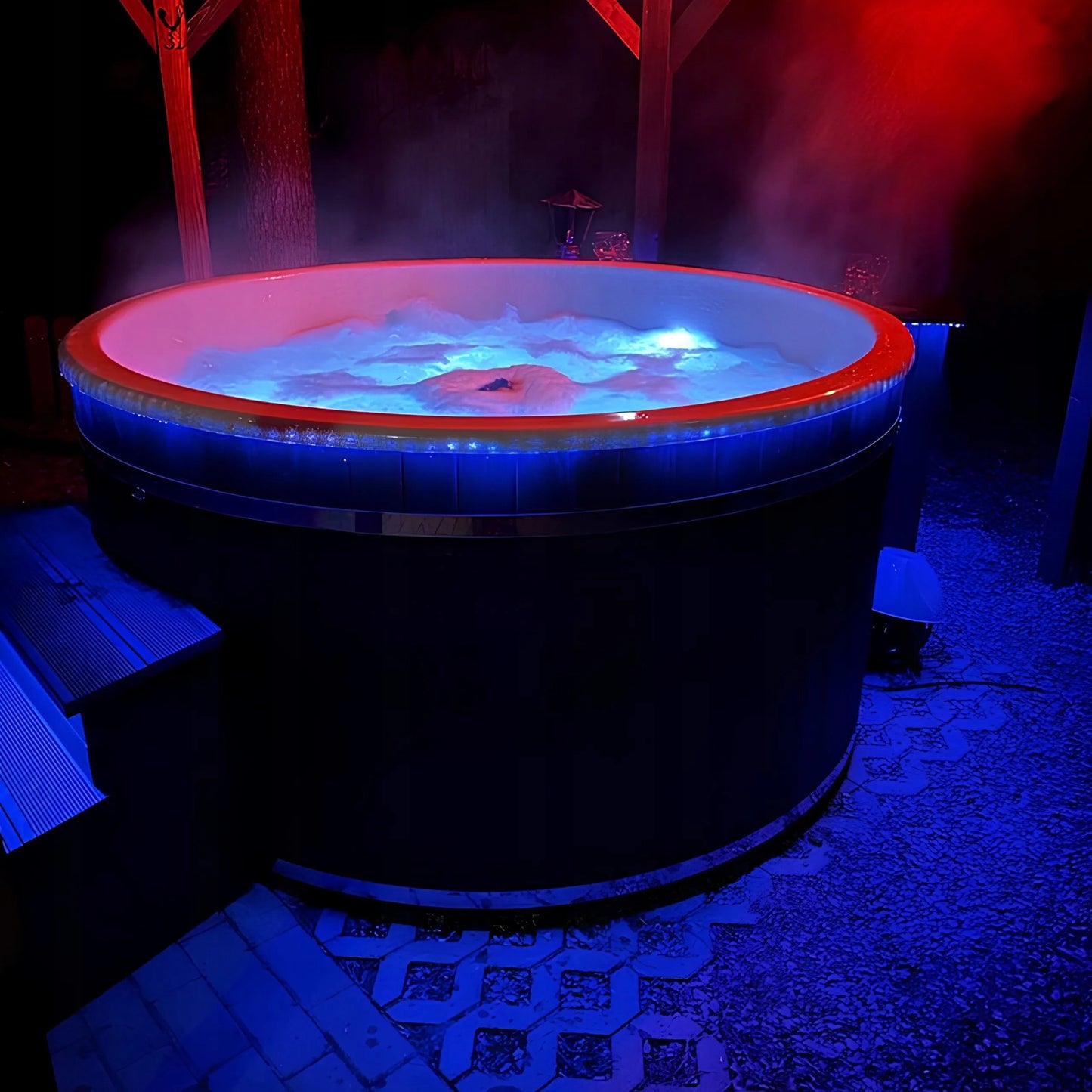 Povandeninis LED RGB apšvietimas 2 lempos sodo kubilui su valdikliu