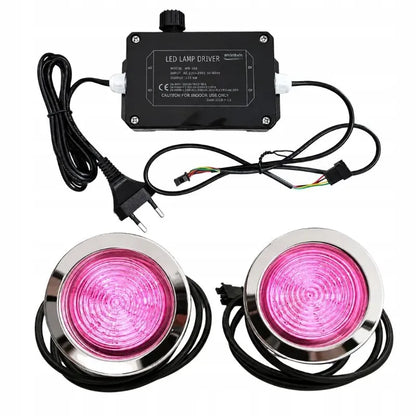 Povandeninis LED RGB apšvietimas 2 lempos sodo kubilui su valdikliu