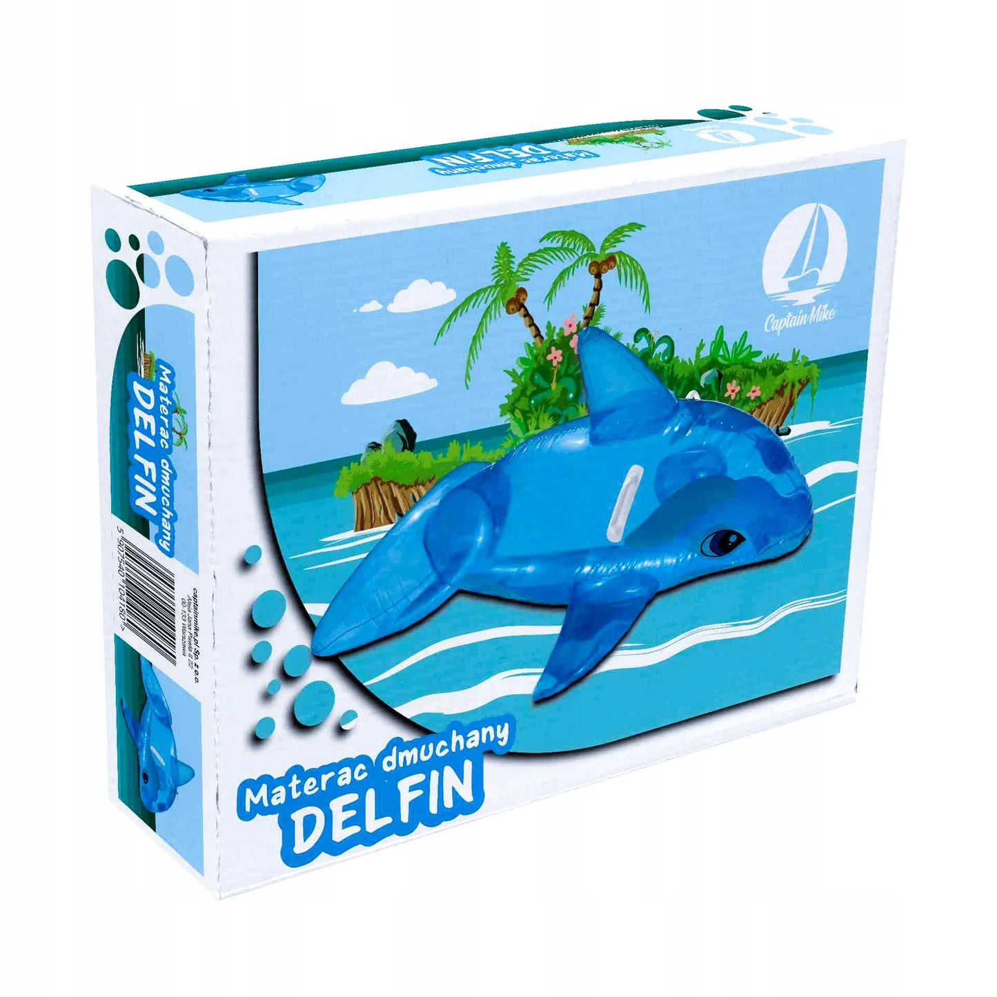 Pripučiamas delfinas DIDELIS plaukiojimo čiužinys su rankena vaikams 154x88 cm