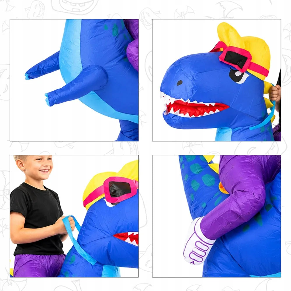 Pripučiamas dinozauro kostiumas vaikams su USB ventiliatoriumi, Helovinui