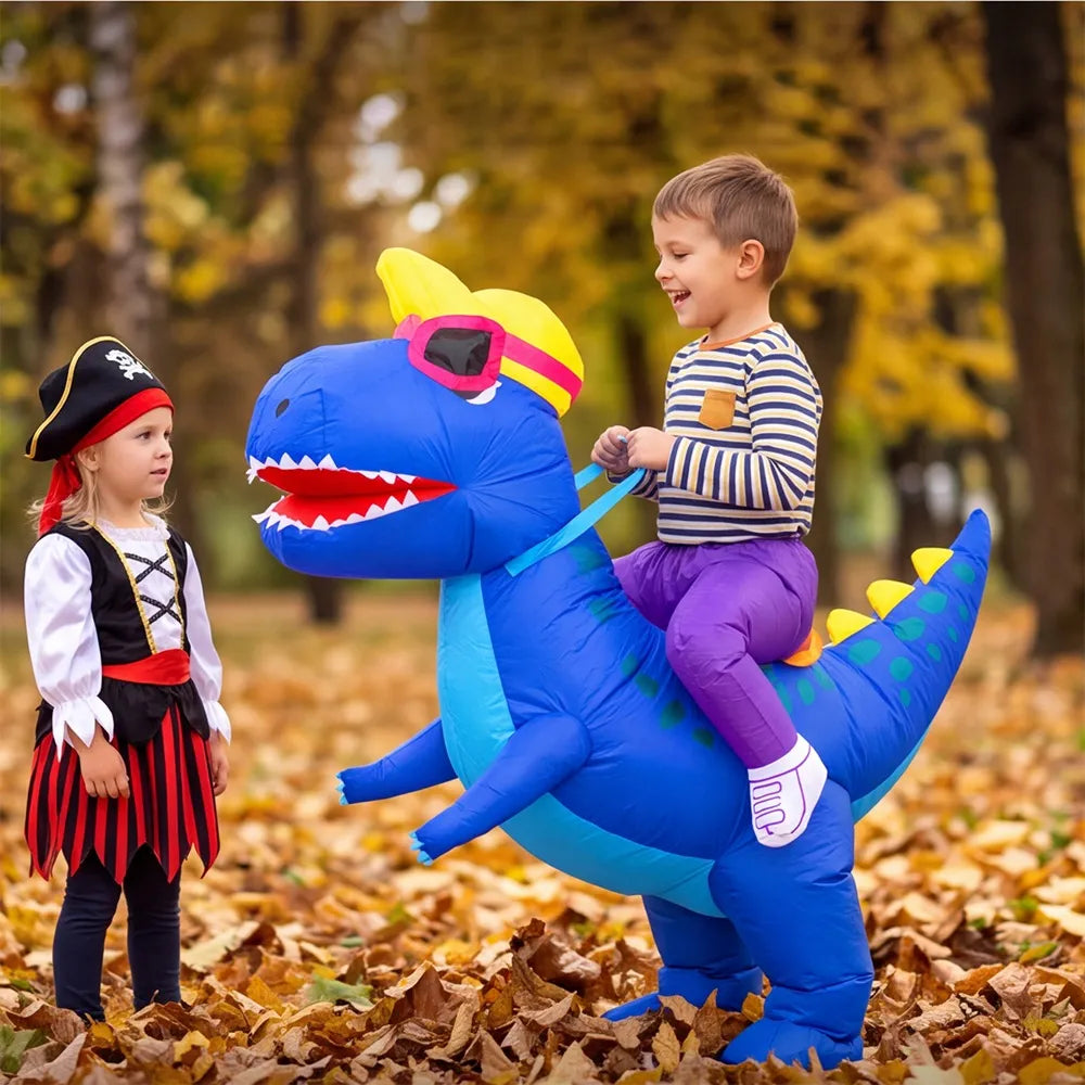 Pripučiamas dinozauro kostiumas vaikams su USB ventiliatoriumi, Helovinui