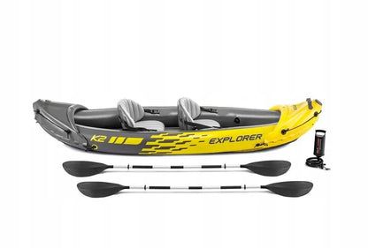 Pripučiamas dvivietis baidarė Intex Explorer K2 312x91x51 cm su irklais, pompa ir krepšiu