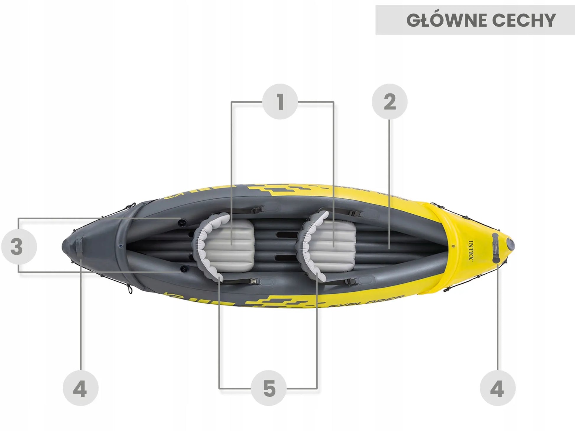 Pripučiamas dvivietis baidarė Intex Explorer K2 312x91x51 cm su irklais, pompa ir krepšiu