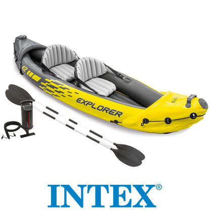 Pripučiamas dvivietis baidarė Intex Explorer K2 312x91x51 cm su irklais, pompa ir krepšiu