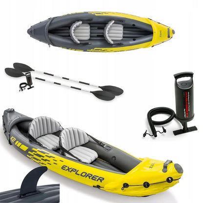 Pripučiamas dvivietis baidarė Intex Explorer K2 312x91x51 cm su irklais, pompa ir krepšiu
