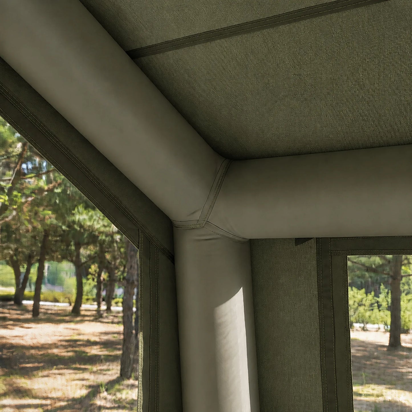 Pripučiamas kempingo ir glampingo palapinė 5–7 asmenims su dideliu prieangiu, Oxford 420D