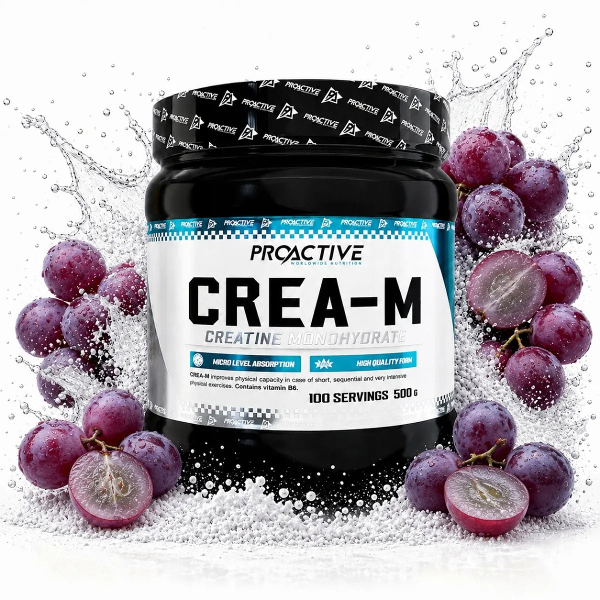 „ProActive“ kreatino monohidratas milteliais, vynuogių skonio, 500 g