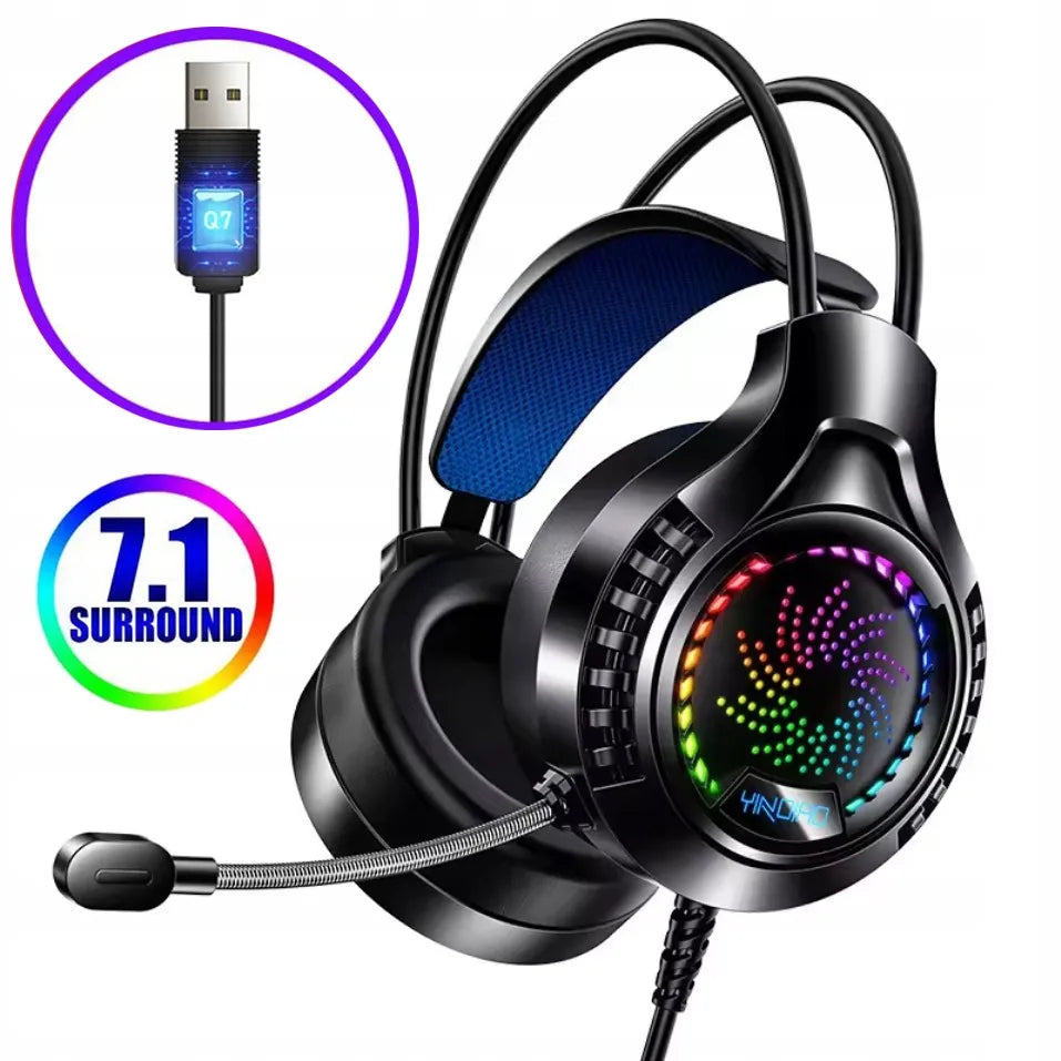 PROFESIONALIOS žaidimų ausinės Q7 su mikrofonu, skirtos PC, PS5, XBOX ONE