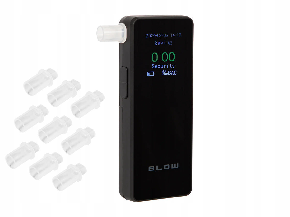Profesionalus elektrocheminis alkoholio matuoklis BLOW – tikslus alkotesteris + 10 antgalių