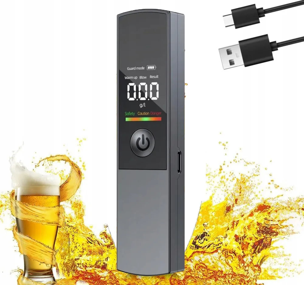 Profesionalus policinis alkotesteris su kandikliais, USB-C įkrovimu ir akumuliatoriumi