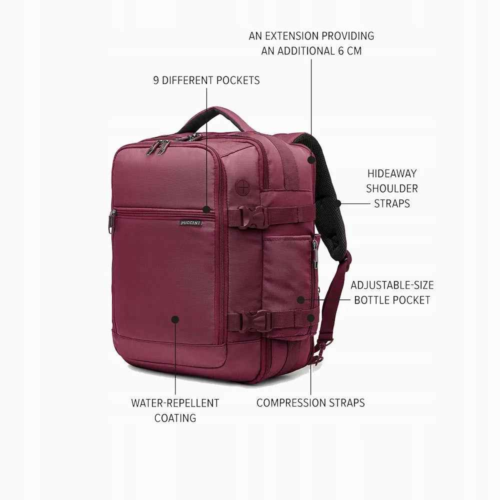 PUCCINI Easy Pack PM90172-3B bordo kelioninė kuprinė-krepšys, 24 l