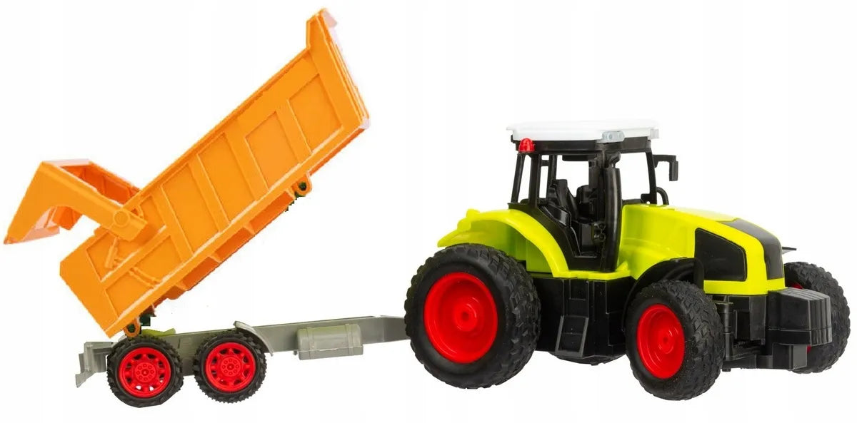 QULKI didelis nuotoliniu būdu valdomas traktorius su priekaba, 39 cm, RC, USB įkrovimas