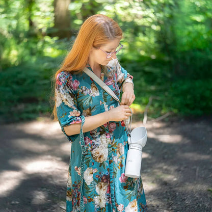 Ragi kelioninė vandens gertuvė šuniui ir katei su dubenėliu, sulankstoma, 0,55 l