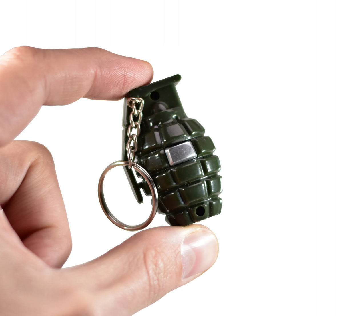 Raktų pakabukas granata su žibintuvėliu, pokštams