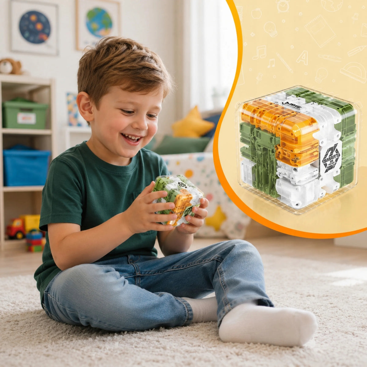 „Ramiz Cube Maze 3D“ loginis kubelis su labirintu ir metaliniu rutuliuku vaikams