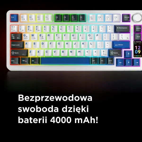 Rampage Quell Pro belaidė mechaninė klaviatūra su ekranu ir „gasket“ konstrukcija
