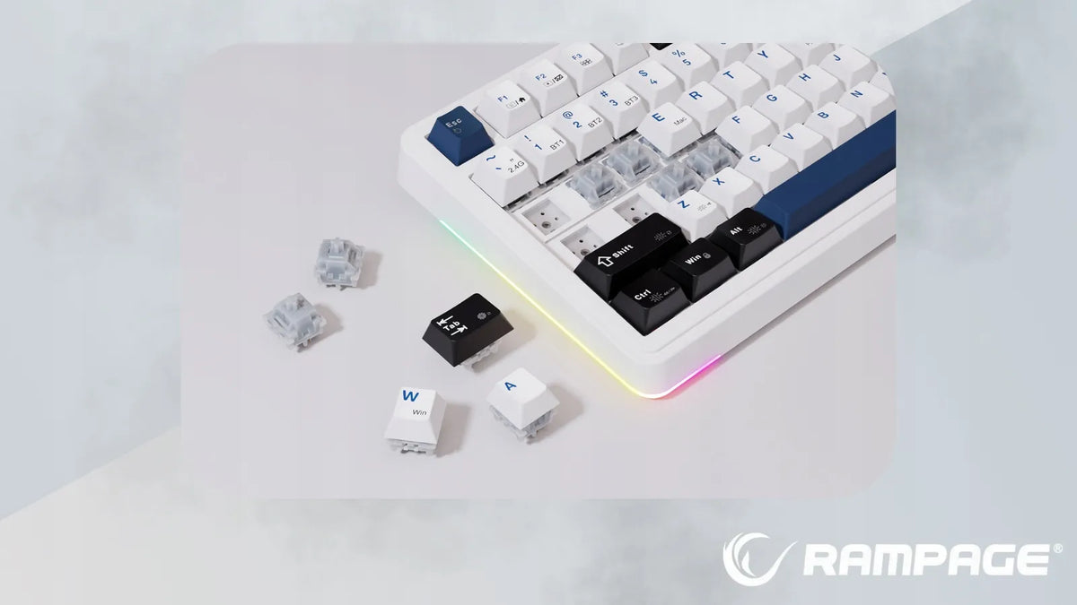 Rampage Quell Pro belaidė mechaninė žaidimų klaviatūra, hot-swap, RGB
