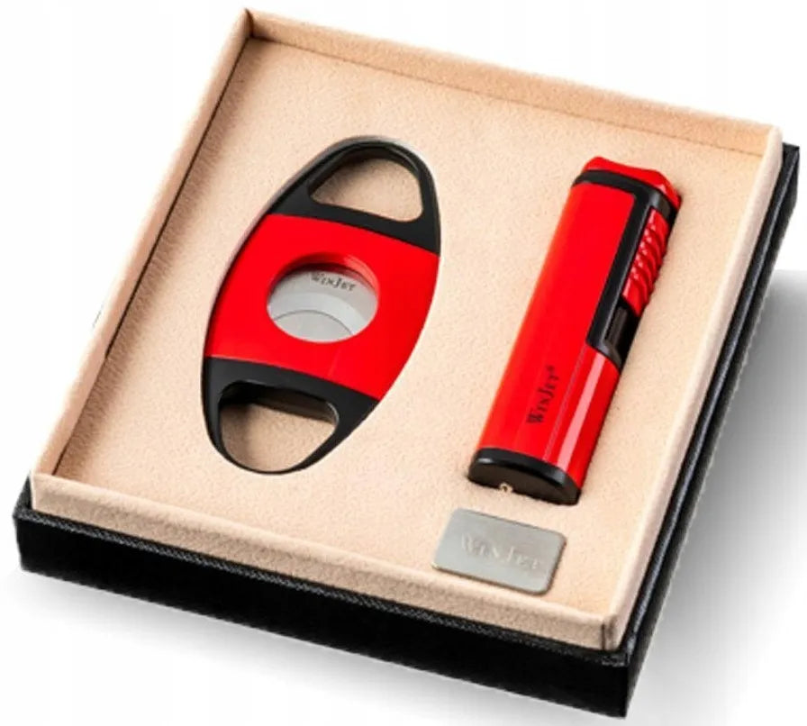 RED žiebtuvėlio ir cigarų pjaustyklės rinkinys