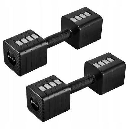 Reguliuojami hanteliai HMS HL02, juodi, 2 × 5 kg, skirti treniruotėms ir sporto salei