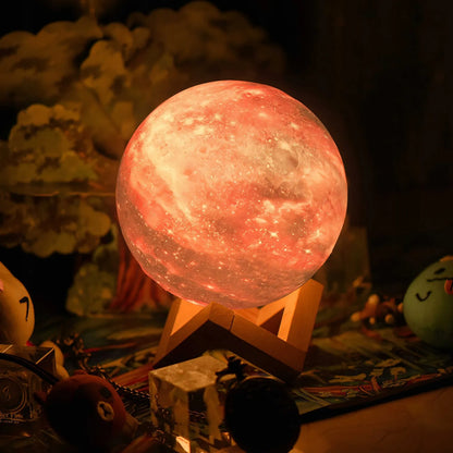 RETOO 3D LED naktinė lemputė „Šviečiantis mėnulis“ MOON RGB su pulteliu