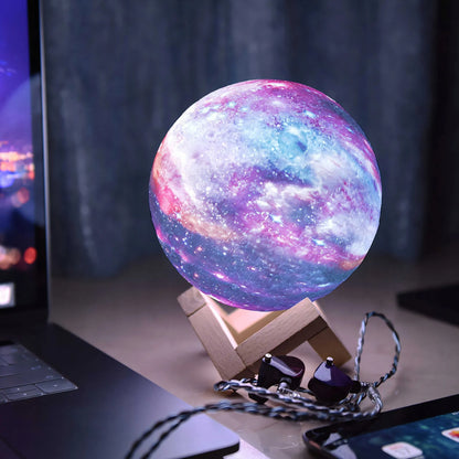RETOO 3D LED naktinė lemputė „Šviečiantis mėnulis“ MOON RGB su pulteliu