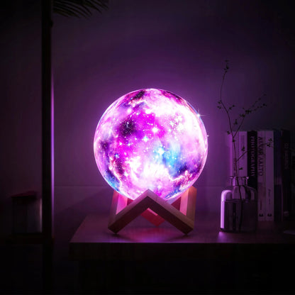 RETOO 3D LED naktinė lemputė „Šviečiantis mėnulis“ MOON RGB su pulteliu