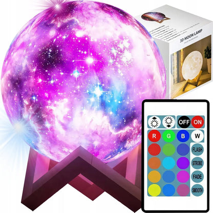 RETOO 3D LED naktinė lemputė „Šviečiantis mėnulis“ MOON RGB su pulteliu