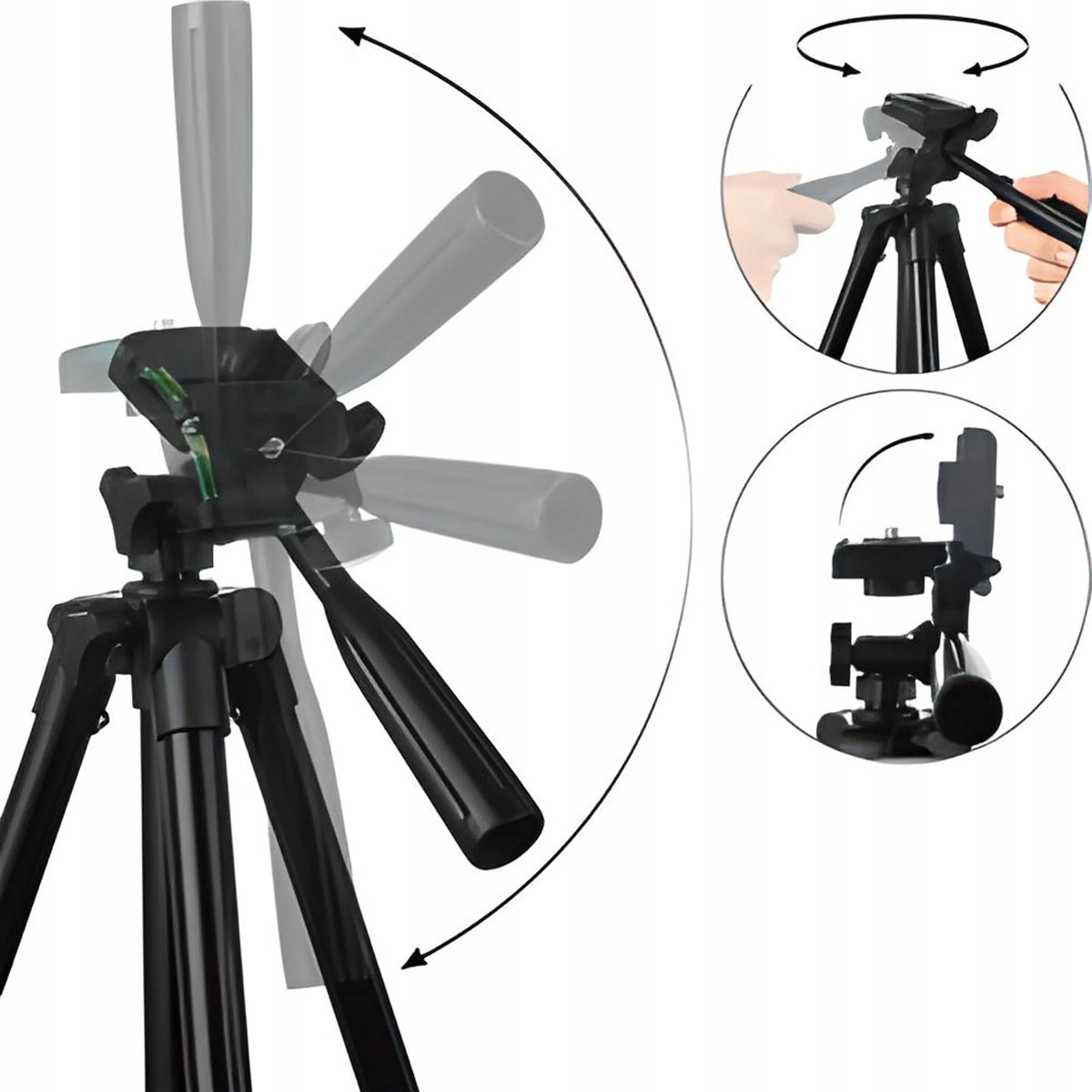 RETOO 4 viename trikojis 103 cm su laikikliu fotoaparatui ir telefonui bei pulteliu asmenukėms