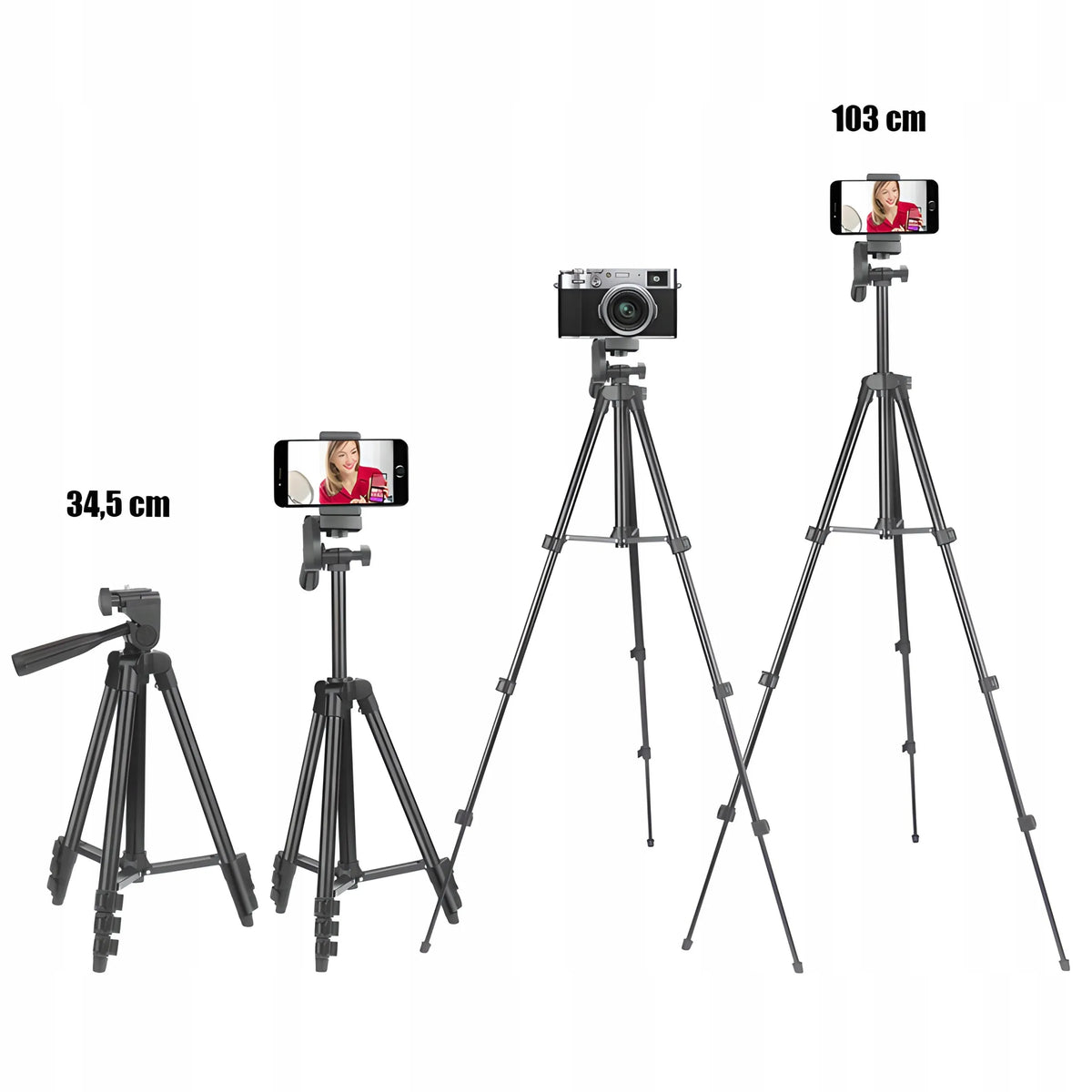RETOO 4 viename trikojis 103 cm su laikikliu fotoaparatui ir telefonui bei pulteliu asmenukėms