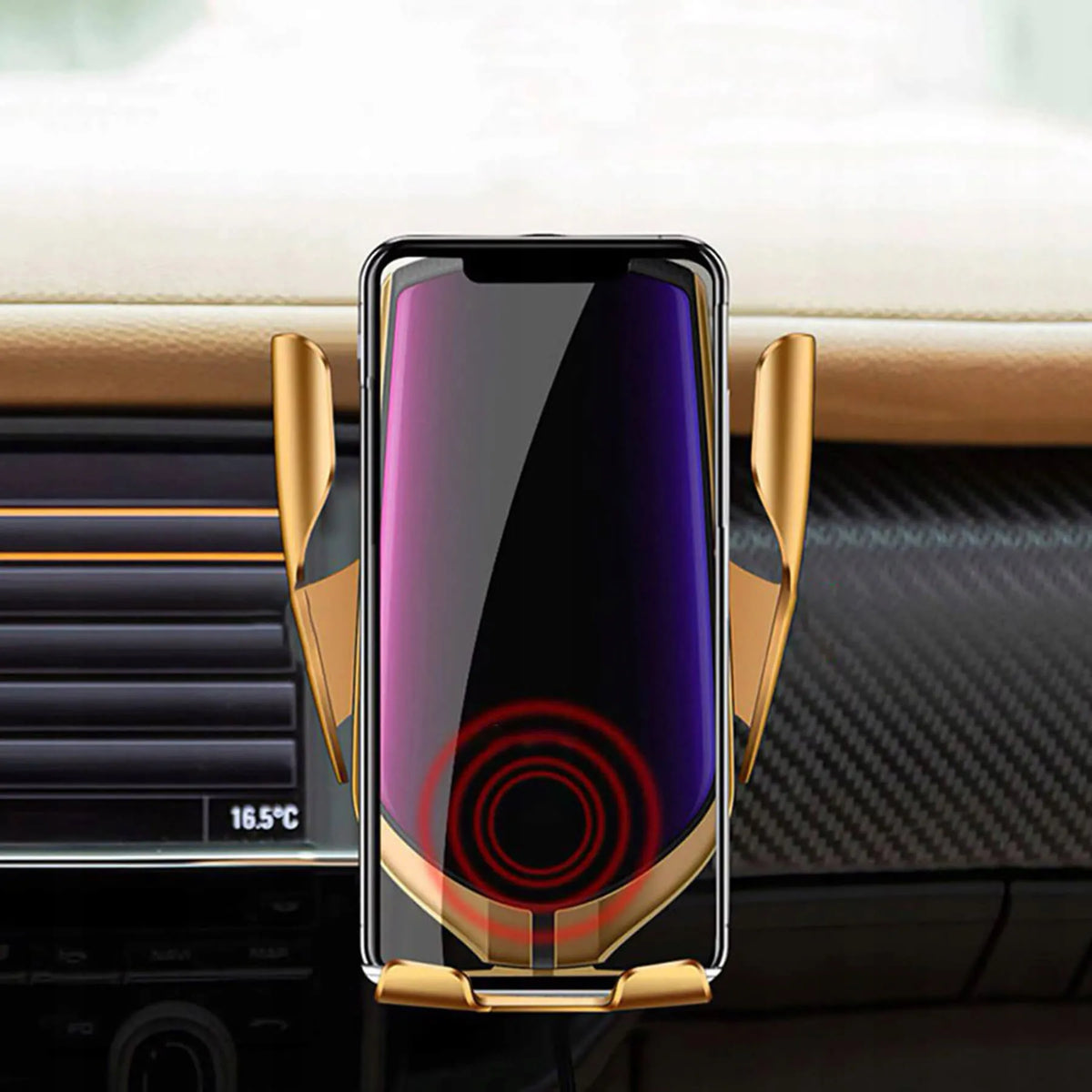 RETOO automobilinis telefono laikiklis ventiliacijos grotelėms su indukciniu įkrovikliu ir kabeliu