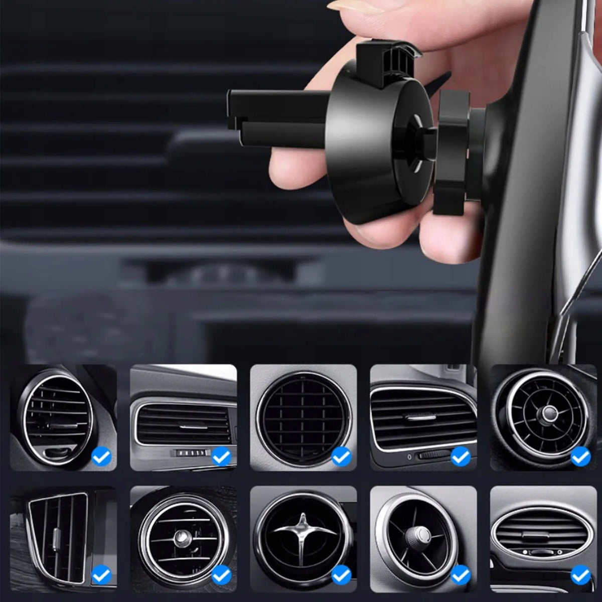 RETOO automobilinis telefono laikiklis ventiliacijos grotelėms su indukciniu įkrovikliu ir kabeliu