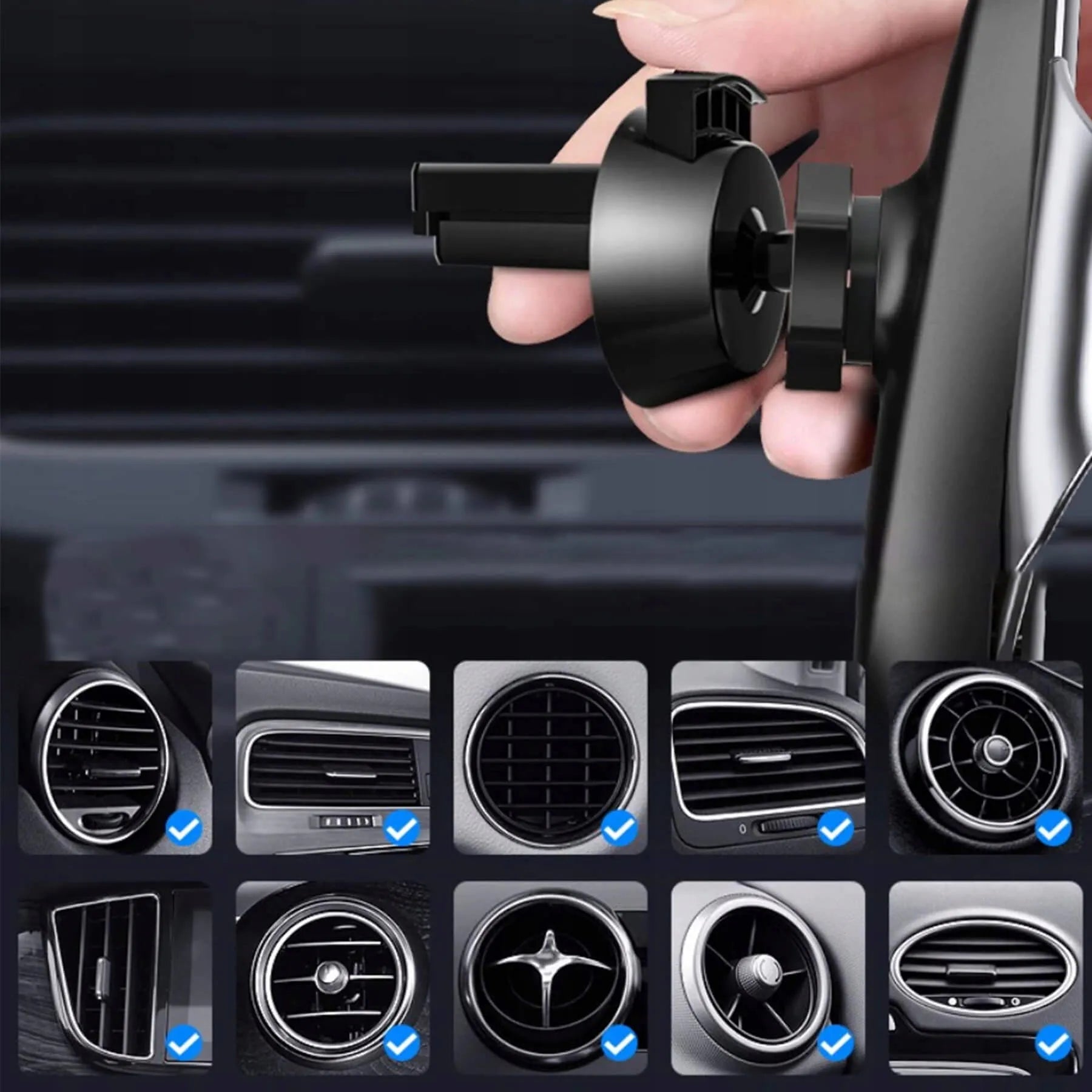 RETOO automobilinis telefono laikiklis ventiliacijos grotelėms su indukciniu įkrovikliu ir kabeliu