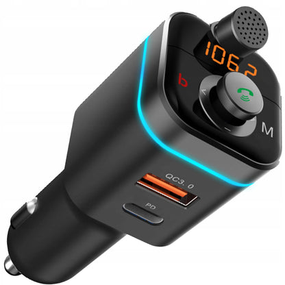 RETOO „Bluetooth FM“ garso siųstuvas, MP3 grotuvas, greitasis USB įkroviklis, SD, LCD, QC3.0, RGB