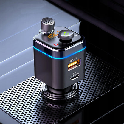 RETOO „Bluetooth“ garso FM MP3 siųstuvas + greitasis USB SD LCD QC3.0 RGB įkroviklis