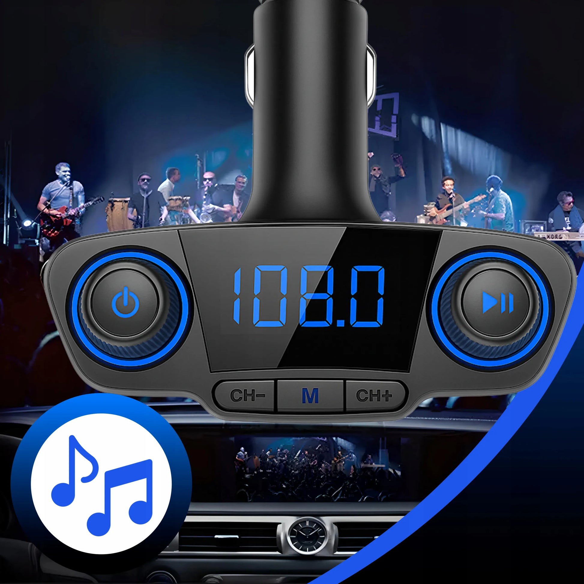 RETOO BT06 daugiafunkcis automobilinis FM siųstuvas, Bluetooth 5.0, USB, ekranas