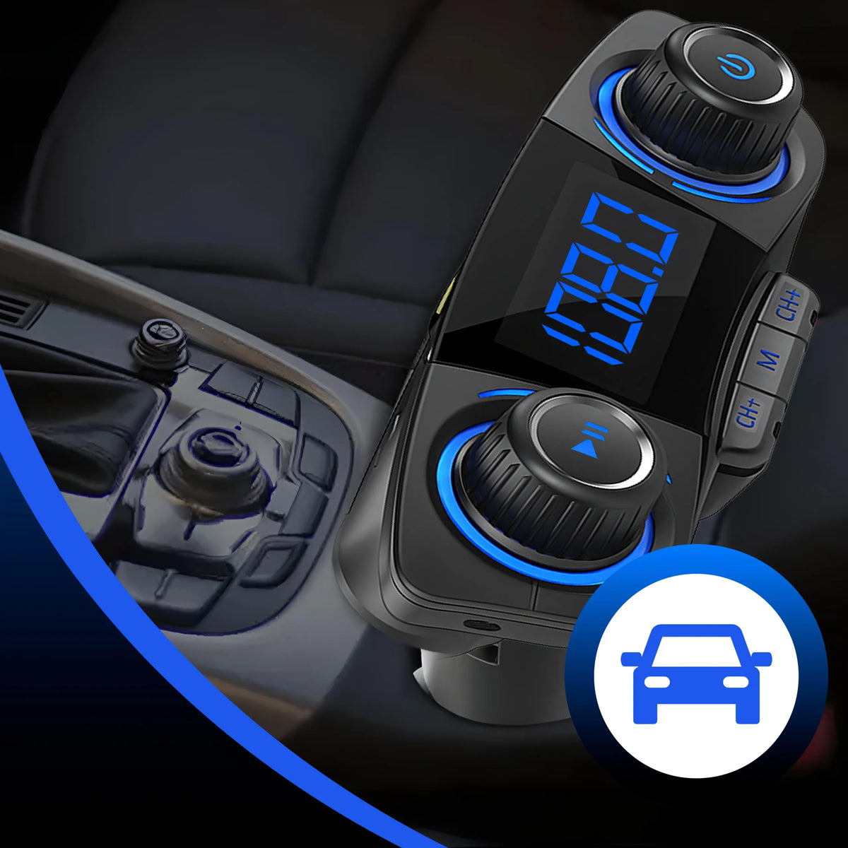 RETOO BT06 daugiafunkcis automobilinis FM siųstuvas, Bluetooth 5.0, USB, ekranas