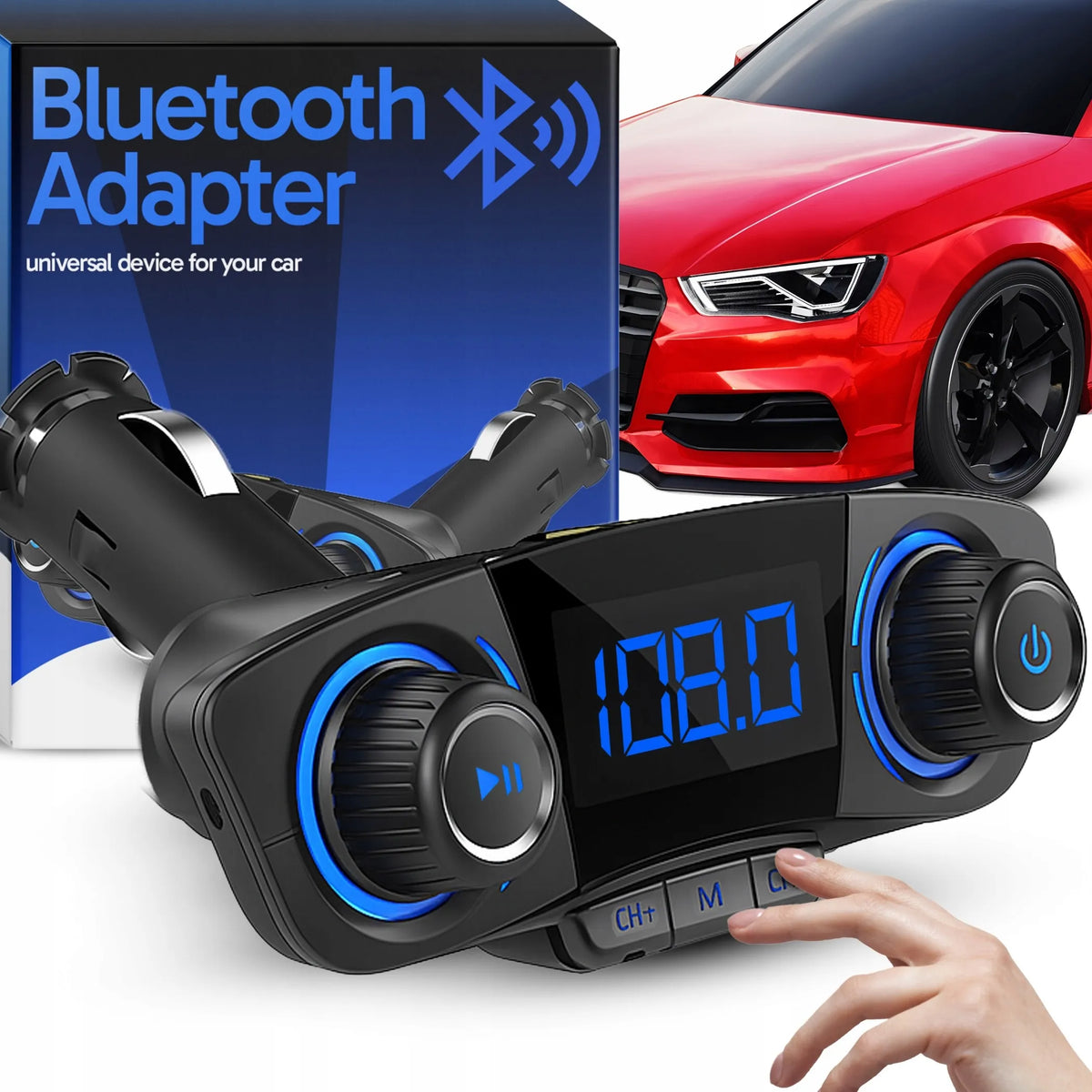 RETOO BT06 daugiafunkcis automobilinis FM siųstuvas, Bluetooth 5.0, USB, ekranas