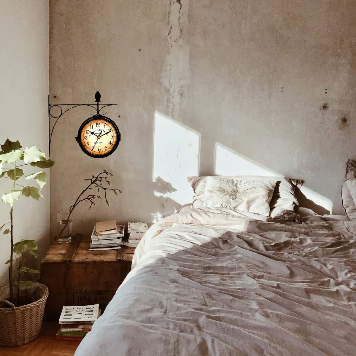 RETOO DVIPUSIS STOČIŲ SIENINIS LAIKRODIS, RETRO VINTAGE, METALINIS, JUODAS