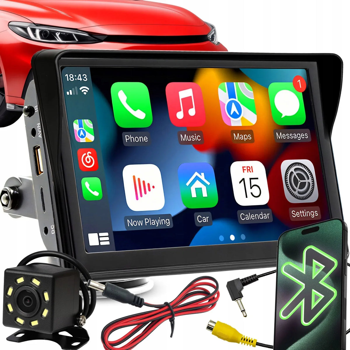 „Retoo“ ER1081 7 colių automobilinė multimedijos stotelė su „Apple CarPlay“, „Android Auto“ ir galinio vaizdo kamera