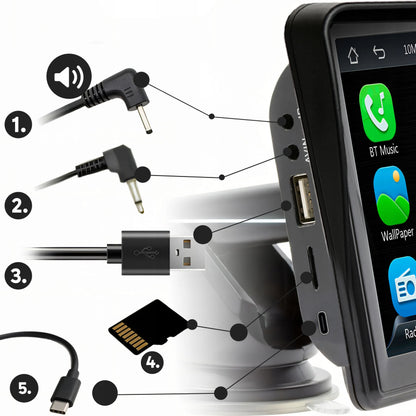 „Retoo“ ER1081 7 colių automobilinė multimedijos stotelė su „Apple CarPlay“, „Android Auto“ ir galinio vaizdo kamera