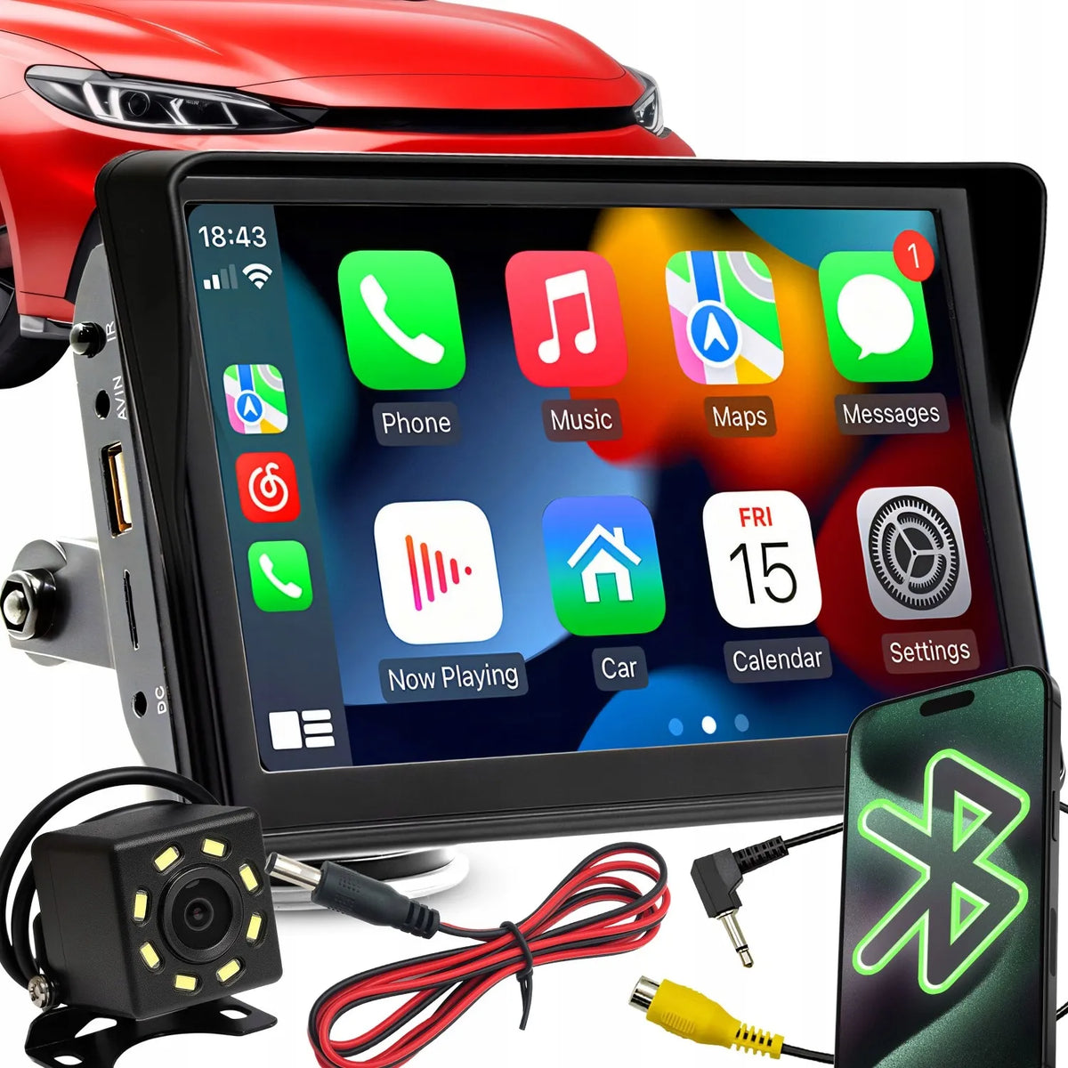 „Retoo“ ER1081 7 colių automobilinė multimedijos stotelė su „Apple CarPlay“, „Android Auto“ ir galinio vaizdo kamera