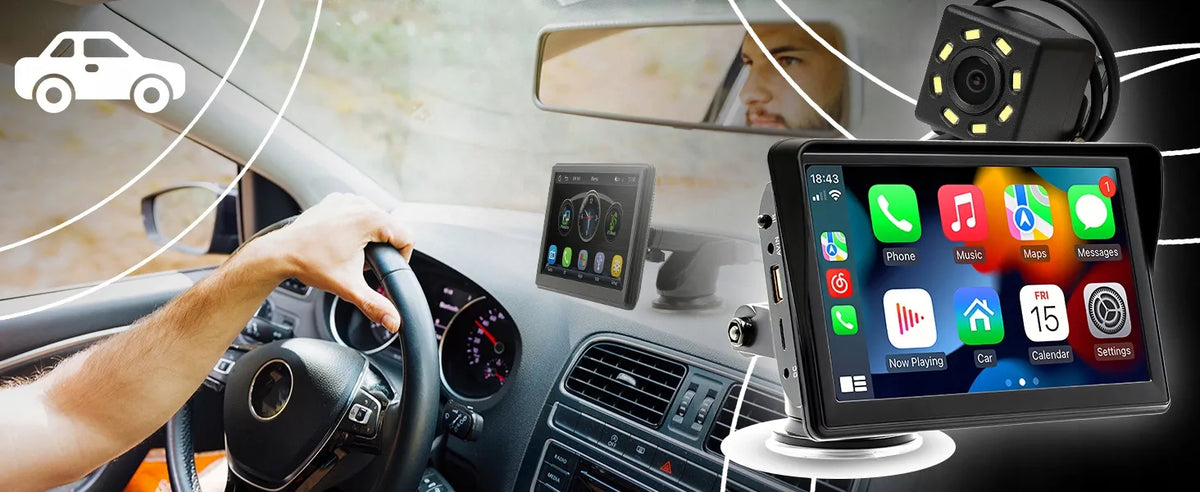 „Retoo“ ER1081 7 colių automobilinė multimedijos stotelė su „Apple CarPlay“, „Android Auto“ ir galinio vaizdo kamera
