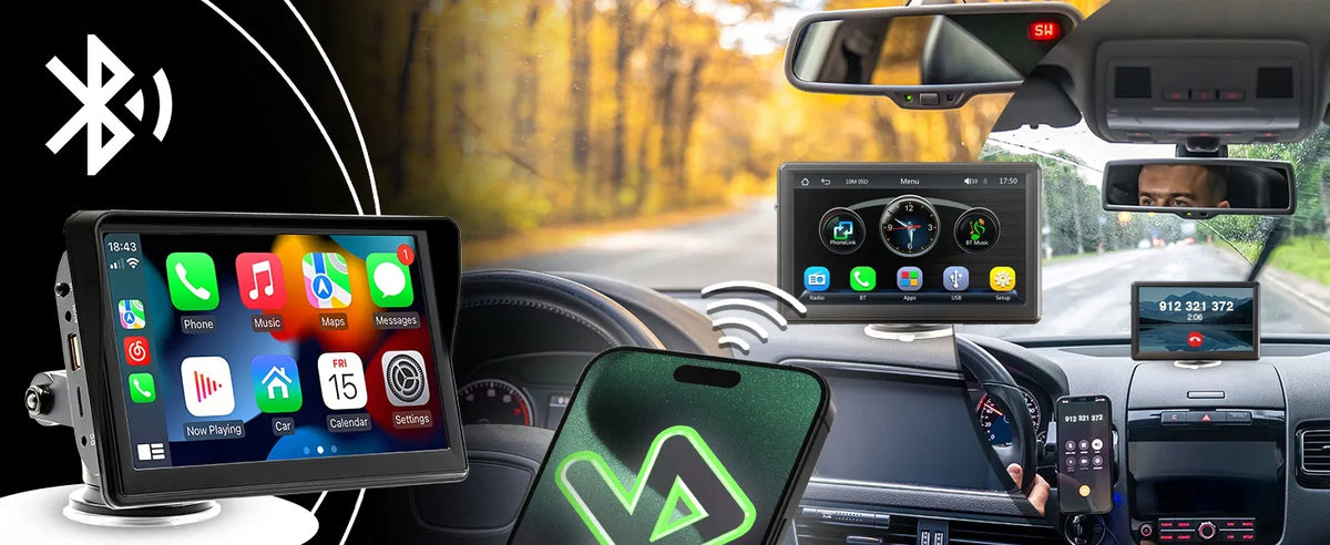 „Retoo“ ER1081 7 colių automobilinė multimedijos stotelė su „Apple CarPlay“, „Android Auto“ ir galinio vaizdo kamera