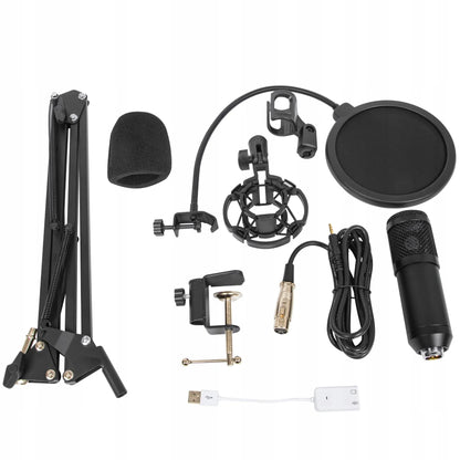 RETOO ER1189 kondensatorinis studijinis USB mikrofonas su stovu ir pop filtru