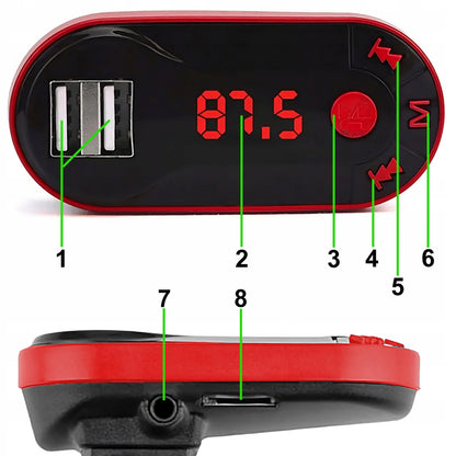 RETOO FM siųstuvas Bluetooth MP3 įkroviklis 2xUSB SD LCD laisvų rankų įranga + pultelis