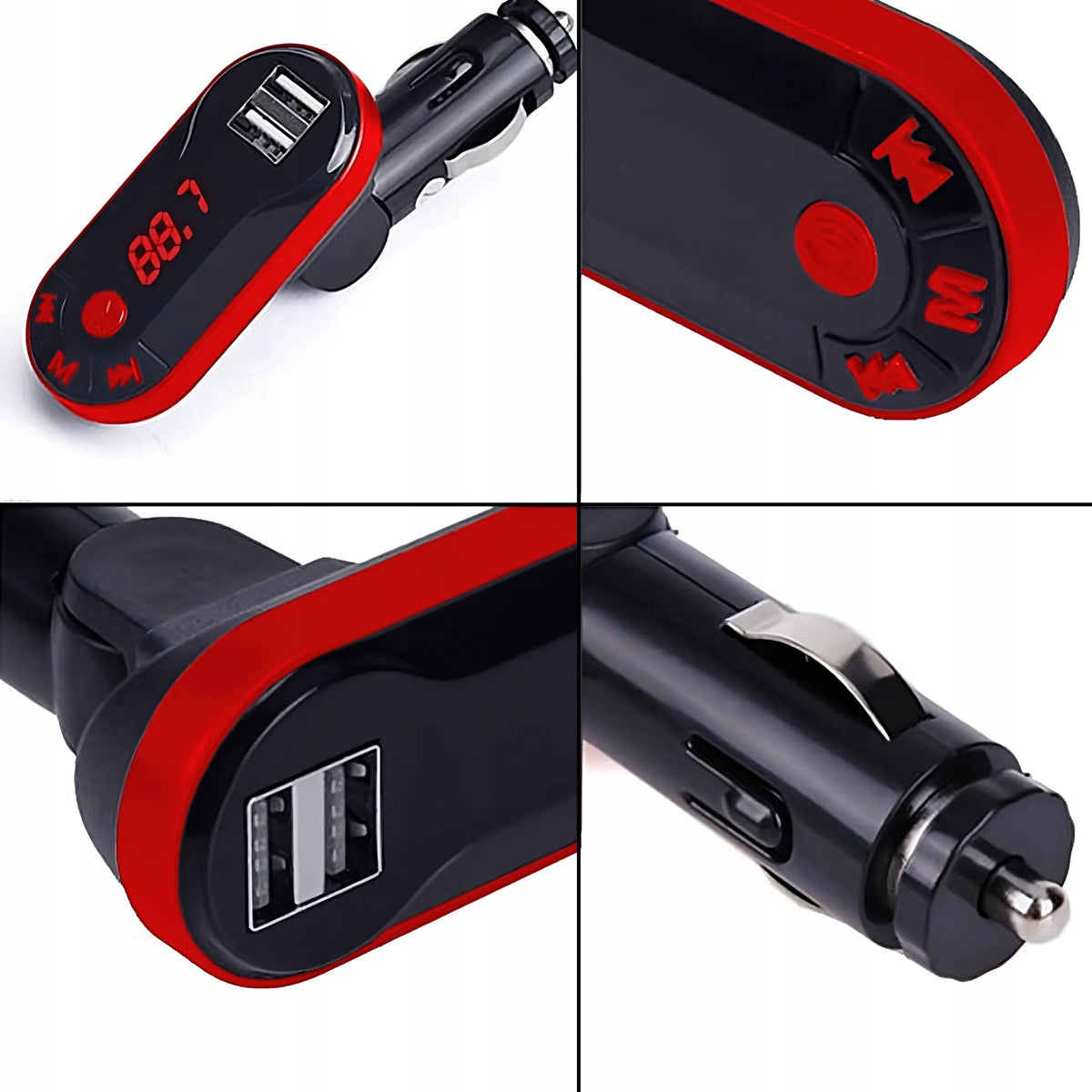RETOO FM siųstuvas Bluetooth MP3 įkroviklis 2xUSB SD LCD laisvų rankų įranga + pultelis