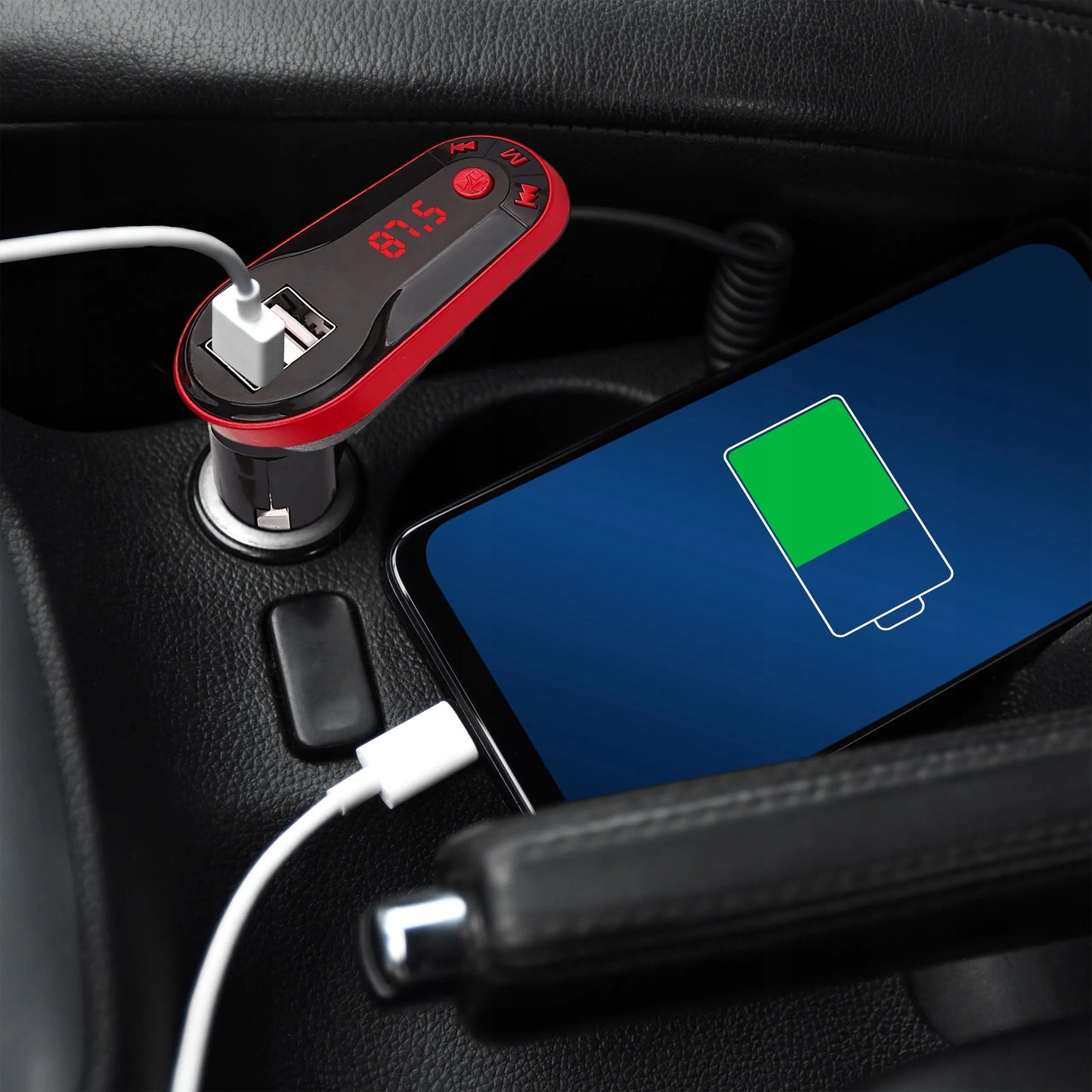 RETOO FM siųstuvas Bluetooth MP3 įkroviklis 2xUSB SD LCD laisvų rankų įranga + pultelis