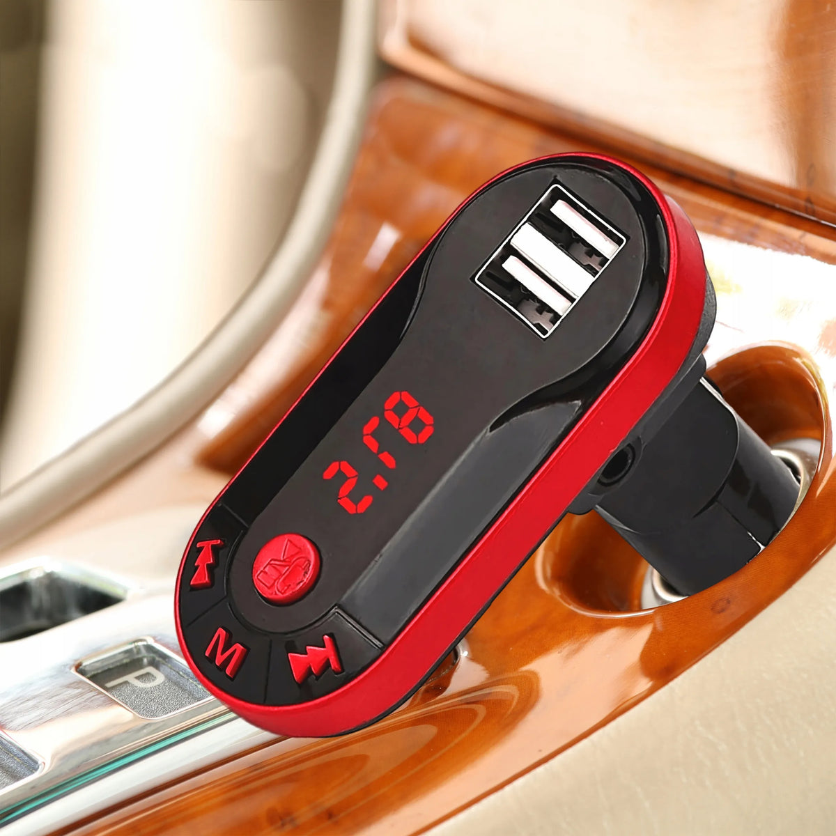 RETOO FM siųstuvas Bluetooth MP3 įkroviklis 2xUSB SD LCD laisvų rankų įranga + pultelis